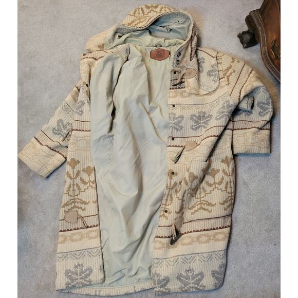 Woolrich Vintage USA Wool Blanket Fully Lined Long Toggle Jacket Coat Size Large - Picture 10 of 12